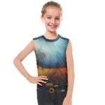 Wildflowers Field Outdoors Clouds Trees Cover Art Storm Mysterious Dream Landscape Kids  Mesh Tank Top