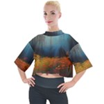 Wildflowers Field Outdoors Clouds Trees Cover Art Storm Mysterious Dream Landscape Mock Neck T-Shirt