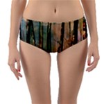 Woodland Woods Forest Trees Nature Outdoors Mist Moon Background Artwork Book Reversible Mid-Waist Bikini Bottoms