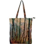 Woodland Woods Forest Trees Nature Outdoors Mist Moon Background Artwork Book Double Zip Up Tote Bag