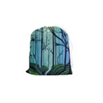 Nature Outdoors Night Trees Scene Forest Woods Light Moonlight Wilderness Stars Drawstring Pouch (Small)