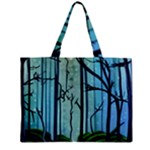 Nature Outdoors Night Trees Scene Forest Woods Light Moonlight Wilderness Stars Zipper Mini Tote Bag