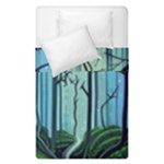 Nature Outdoors Night Trees Scene Forest Woods Light Moonlight Wilderness Stars Duvet Cover Double Side (Single Size)