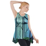 Nature Outdoors Night Trees Scene Forest Woods Light Moonlight Wilderness Stars Side Drop Tank Tunic