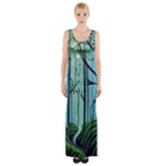 Nature Outdoors Night Trees Scene Forest Woods Light Moonlight Wilderness Stars Thigh Split Maxi Dress