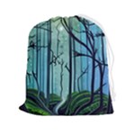 Nature Outdoors Night Trees Scene Forest Woods Light Moonlight Wilderness Stars Drawstring Pouch (2XL)