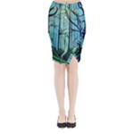 Nature Outdoors Night Trees Scene Forest Woods Light Moonlight Wilderness Stars Midi Wrap Pencil Skirt