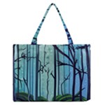 Nature Outdoors Night Trees Scene Forest Woods Light Moonlight Wilderness Stars Zipper Medium Tote Bag