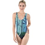 Nature Outdoors Night Trees Scene Forest Woods Light Moonlight Wilderness Stars High Leg Strappy Swimsuit