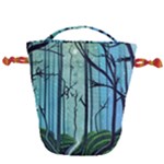 Nature Outdoors Night Trees Scene Forest Woods Light Moonlight Wilderness Stars Drawstring Bucket Bag