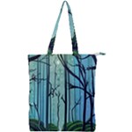 Nature Outdoors Night Trees Scene Forest Woods Light Moonlight Wilderness Stars Double Zip Up Tote Bag