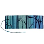 Nature Outdoors Night Trees Scene Forest Woods Light Moonlight Wilderness Stars Roll Up Canvas Pencil Holder (M)