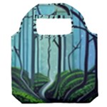 Nature Outdoors Night Trees Scene Forest Woods Light Moonlight Wilderness Stars Premium Foldable Grocery Recycle Bag