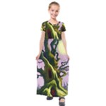 Outdoors Night Full Moon Setting Scene Woods Light Moonlight Nature Wilderness Landscape Kids  Short Sleeve Maxi Dress