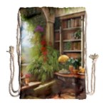 Room Interior Library Books Bookshelves Reading Literature Study Fiction Old Manor Book Nook Reading Drawstring Bag (Large)