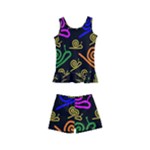 Pattern Repetition Snail Blue Kids  Boyleg Swimsuit