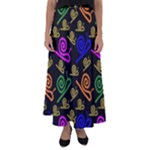 Pattern Repetition Snail Blue Flared Maxi Skirt