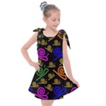 Pattern Repetition Snail Blue Kids  Tie Up Tunic Dress