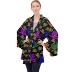 Pattern Repetition Snail Blue Long Sleeve Velvet Kimono 