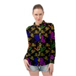 Pattern Repetition Snail Blue Long Sleeve Chiffon Shirt