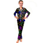 Pattern Repetition Snail Blue Kids  Satin Long Sleeve Pajamas Set