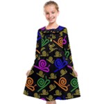 Pattern Repetition Snail Blue Kids  Midi Sailor Dress