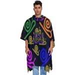 Pattern Repetition Snail Blue Men s Hooded Rain Ponchos