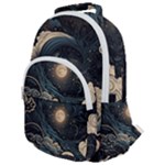 Starry Sky Moon Space Cosmic Galaxy Nature Art Clouds Art Nouveau Abstract Rounded Multi Pocket Backpack