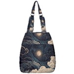 Starry Sky Moon Space Cosmic Galaxy Nature Art Clouds Art Nouveau Abstract Center Zip Backpack