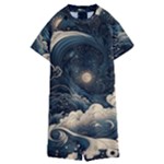 Starry Sky Moon Space Cosmic Galaxy Nature Art Clouds Art Nouveau Abstract Kids  Boyleg Half Suit Swimwear