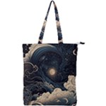 Starry Sky Moon Space Cosmic Galaxy Nature Art Clouds Art Nouveau Abstract Double Zip Up Tote Bag