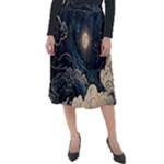Starry Sky Moon Space Cosmic Galaxy Nature Art Clouds Art Nouveau Abstract Classic Velour Midi Skirt 