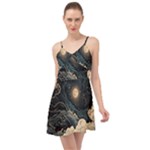 Starry Sky Moon Space Cosmic Galaxy Nature Art Clouds Art Nouveau Abstract Summer Time Chiffon Dress