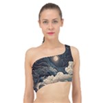 Starry Sky Moon Space Cosmic Galaxy Nature Art Clouds Art Nouveau Abstract Spliced Up Bikini Top 