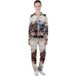 Village Reflections Snow Sky Dramatic Town House Cottages Pond Lake City Casual Jacket and Pants Set