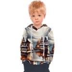 Village Reflections Snow Sky Dramatic Town House Cottages Pond Lake City Kids  Overhead Hoodie