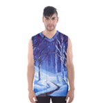 Landscape Outdoors Greeting Card Snow Forest Woods Nature Path Trail Santa s Village Men s Basketball Tank Top