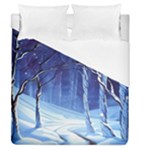 Landscape Outdoors Greeting Card Snow Forest Woods Nature Path Trail Santa s Village Duvet Cover (Queen Size)