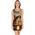 Village House Cottage Medieval Timber Tudor Split timber Frame Architecture Town Twilight Chimney Bodycon Dress