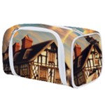 Village House Cottage Medieval Timber Tudor Split timber Frame Architecture Town Twilight Chimney Toiletries Pouch