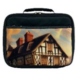 Village House Cottage Medieval Timber Tudor Split timber Frame Architecture Town Twilight Chimney Lunch Bag