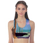 Artwork Outdoors Night Trees Setting Scene Forest Woods Light Moonlight Nature Fitness Sports Bra