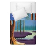 Artwork Outdoors Night Trees Setting Scene Forest Woods Light Moonlight Nature Duvet Cover Double Side (Single Size)