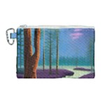 Artwork Outdoors Night Trees Setting Scene Forest Woods Light Moonlight Nature Canvas Cosmetic Bag (Large)