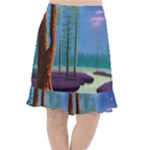 Artwork Outdoors Night Trees Setting Scene Forest Woods Light Moonlight Nature Fishtail Chiffon Skirt