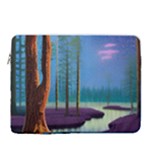 Artwork Outdoors Night Trees Setting Scene Forest Woods Light Moonlight Nature 16  Vertical Laptop Sleeve Case With Pocket