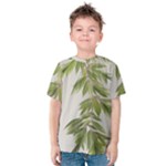 Watercolor Leaves Branch Nature Plant Growing Still Life Botanical Study Kids  Cotton T-Shirt