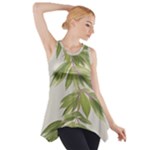 Watercolor Leaves Branch Nature Plant Growing Still Life Botanical Study Side Drop Tank Tunic