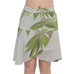 Watercolor Leaves Branch Nature Plant Growing Still Life Botanical Study Chiffon Wrap Front Skirt
