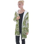 Watercolor Leaves Branch Nature Plant Growing Still Life Botanical Study Longline Hooded Cardigan